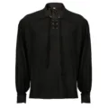 Men's black long sleeve lace-up punk shirt, vintage stand collar design for daily wear and styling. - S / Medieval Black Shirt