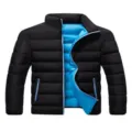Giacca invernale spessa e calda da uomo collo alto nero blu cappotto casual capospalla - Taglia M / Top / Blu nero