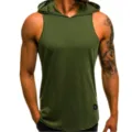 Heren fitness capuchon tanktop ademend casual mouwloos sportvest voor comfortabele training. - M / Tops / Groen