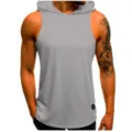 Heren fitness mouwloos hoodie tanktop casual sport training vest lichtgrijs. - M / Tops / Grijs