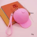 Pink silicone baseball cap coin purse mini keychain cute candy color change bag 11.5cm 55g - Pink
