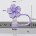 Couvercle de paille en silicone fleur mauve pour tasse Stanley, joli embout de cerisier. - 8mm-En Sac Sans Paille / Violet