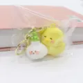 Cute cartoon chick garlic PVC keychain lovely bag pendant metal ring car keyring accessory - Garlic Duck / Individual OPP Bag Packing