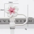 Couvercle de paille en silicone fleur de cerisier blanc pour tasses, topper mignon neuf - 8mm-En Sac Sans Paille / Blanc Rose