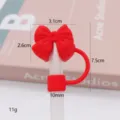 Red silicone bow straw cover cute dust plug for Stanley cups reusable straw topper accessories - 10mm Silicone Gen 2 Red Small Bow Straw Covers / Bagged without Straw