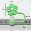 Silicone flower straw cover cute straw topper reusable cup accessory for tumblers 1pc - 8mm-Bagged Without Straw / Green and White