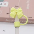 Silicone bow straw cover cute dust plug for Stanley tumbler reusable straw protector aesthetic accessory - 10mm 2nd Gen Silicone Yellow Small Bow / Bagged without Straw