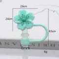 Cute silicone flower straw topper, green cherry blossom straw cover for cups and mugs. - 8mm-Bagged Without Straw / Cyan