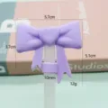 Purple silicone straw topper with heart and bow design, perfect for 10mm tumblers cups. - Silicone Purple Heart Bows (10mm)