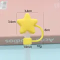 Cute yellow star silicone straw cover dust cap with clear dimension specs for daily use - Star Straw Cap / Bagged without Straw / Yellow