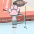 Silicone straw cover with cute pink cat paw design, dust-proof cap for Stanley cups 10mm - Bagged without Straw / Silicone Grey and Pink Cat Paw 10mm