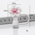 Silicone Flower Straw Cover Cute Cherry Blossom Straw Topper for Stanley Cup Accessories - 10mm-Bagged Without Straw / White Pink