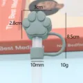 Silicone cat paw straw topper 10mm dust cover straw cap for tumbler cups cute accessory - Silicone Grey Cat Paw 10mm