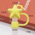 Cute cartoon star silicone straw cover dust-proof cap for 8-10mm straws, yellow portable design. - 10mm Yellow Star and Moon Silicone Straw Topper