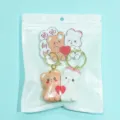 Cute couple magnetic keychain set, soft PVC cartoon bear and rabbit design, sweet gift. - Bear and Bunny / Pearly Paper Card Packaging