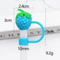 Blue berry silicone straw topper cute dustproof protective cap for reusable drinking straws - Bagged Without Straw / Blueberry 10mm