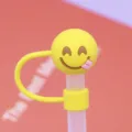 Κίτρινο κάλυμμα καλαμακιού σιλικόνης emoji χαριτωμένο topper καλαμακιού για 10mm. - Πονηρή έκφραση 10 mm