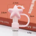 Pink silicone straw cover cute star dustproof straw topper for 8-10mm reusable straws cap - 10mm Pink Star and Moon Silicone Straw Topper