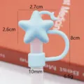 Blue silicone star straw cover 8-10mm reusable dustproof straw tip topper cute cartoon cap - 10mm Blue Star and Moon Silicone Straw Topper