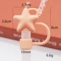 Cute star silicone straw cover 8-10mm dustproof protective cap for reusable straws peach - 10mm Silicone Orange Star and Moon