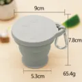 Grey collapsible silicone cup with cat paw lid and carabiner portable travel folding mug - Cat Claw Folding Cup / Light Gray
