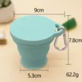 Portable silicone collapsible travel water cup with metal carabiner, eco-friendly mug. - Dark Blue