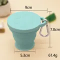 Portable silicone collapsible water cup with paw print and carabiner, 180ml travel mug. - Cat Claw Folding Cup / Dark Blue
