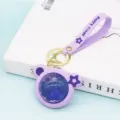 Purple liquid bear keychain with metal ring and strap accessory for bags and keys. - Without Small Doll / Purple