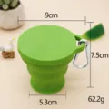 Portable collapsible silicone travel water cup green folding cup with carabiner hook 180ml - Green