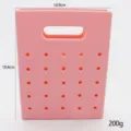 Pink silicone square handbag with hollow dot design, compact storage pouch, 14.9x19.4cm - Square Hole Bag / Pink