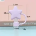 Purple silicone star straw cover dust plug for tumblers cup accessory practical cute design - Star Straw Cap / Bagged without Straw / Purple
