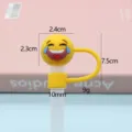 Χαριτωμένο καπάκι καλαμακιού σιλικόνης 10mm emoji κάλυμμα καλαμακιού για ποτήρια - Σιλικόνη emoji που γελάει και κλαίει 10mm / Συσκευασμένο χωρίς καλαμάκι