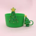 Green silicone cup sleeve with Christmas tree design, festive variant style accessory. - Christmas Tree Set