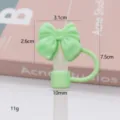 Cute silicone bow straw topper dust plug reusable straw cover for Stanley cup 30oz 40oz - 10mm 2nd Gen Silicone Light Green Small Bow / Bagged without Straw