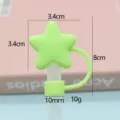 Cute star silicone straw cover for tumblers, creative dust plug and straw cap accessory. - Green