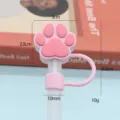 Silicone straw cover 10mm cute cat paw dust plug for reusable tumbler accessories. - Silicone Deep Pink Cat Paw 10mm
