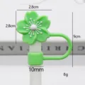 Green silicone flower straw cover 10mm cup topper decorative accessory replacement part. - 10mm-Bagged Without Straw / Green and White