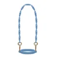 Cinturino per borraccia in silicone azzurro con design a fiori e clip metalliche portatili. - Anello per Tazza + Cinturino / Blu