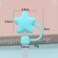 Cute silicone star straw topper dust cover cap for tumblers reusable drinking straw accessories - Blue