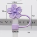 Purple silicone cherry blossom straw cover cute flower straw topper for tumbler cups reusable - 10mm-Bagged Without Straw / Purple