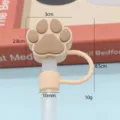 Cute Cat Paw Silicone Straw Cover 10mm Dustproof Cap for Tumbler Cup Accessories Brown - Silicone Coffee & Apricot Cat Paw 10mm