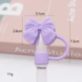 Cute purple silicone bow straw topper dust cover for tumblers replacement accessories - 10mm 2nd Gen Silicone Purple Small Bow / Bagged without Straw