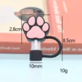 Cute silicone cat paw straw cover 10mm dust plug straw topper for tumbler cups new - Silicone Black & Pink Cat Paw 10mm