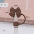 Silicone bow straw cover cap dust plug for Stanley tumbler cup cute drink accessories - 10mm Brown Small Bow Silicone Straw Topper (Gen 2) / Bagged without Straw