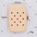 Tragbare beigefarbene Silikon Aufbewahrungstasche mit Loch Design fuer Flaschen 15.4cm - Orange (ohne Verschluss)