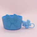 Blaue Silikon Tassenhülle mit süßem Schleifen-Design, rutschfeste Schutzhülle für Becher Zubehör - Silikon-Schleifen-Set in Blau