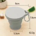 Portable collapsible silicone travel water cup with lid and carabiner grey 180ml - Light Gray