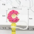 Χαριτωμένο Καπάκι Καλαμακιού Σιλικόνης Donut 7-8mm Επαναχρησιμοποιήσιμο Αξεσουάρ Κούπας - Σχέδιο patch, χύμα χωρίς καλαμάκια / Ροζ ντόνατ 8mm