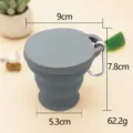 Portable collapsible silicone water cup with lid and carabiner, lightweight travel mug. - Dark Gray