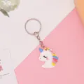 Schattige cartoon eenhoorn sleutelhanger PVC zacht rubberen sleutelring tas hanger - 5,5*3,5*0,3 cm / Sleutelhangerstijl - Regenboog paardenhoofd